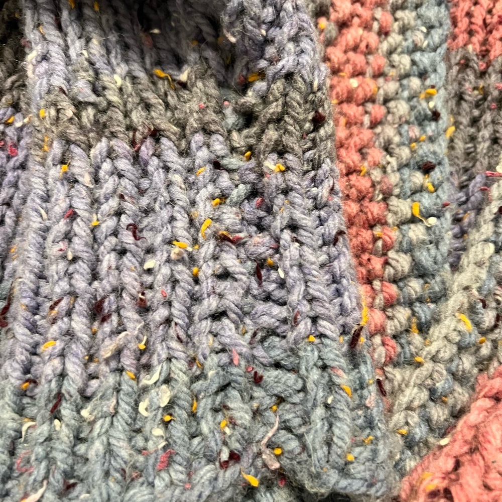 Handmade Pink Gray Striped Chunky Cardigan Womens Oversized - Picture 5 of 8